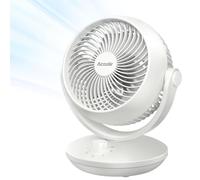 Acoolir Ventilador de Mesa, 24dB Ventilador Silencioso para Dormir, Doble Oscilación 70° Horizontal & 100° Vertical, 3 Velocidades, ventilador Portátil para Dormitorio Oficina Salón, Blanco Gris