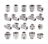 Acoplador adaptador de instalación de tuberías, codo reductor en T, macho y hembra, BSP 1/2, 3/4, acero inoxidable 304(5,1 PCS_BSP)