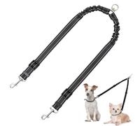 Acoplador de correa doble para perro, sin enredos, giratorio de 360°, divisor de correa doble ajustable que absorbe los golpes, elástico, reflectante, doble correa para dos mascotas, perros