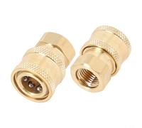 Acoplador de lavadora a presión, 2 piezas de conexión rápida de 1/4 pulgadas a hembra de latón para lavadoras de alta presión, conexión segura de hasta 4000 PSI uso industrial