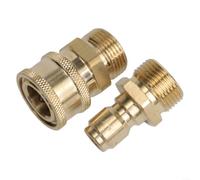Acoplador de lavadora a presión de conexión rápida 3/8 macho a macho M22 - Adaptador de latón de alta presión para manguera y varita pulverizadora, color dorado