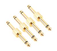 Acoplador de pedal de guitarra profesional Devinal, conector de pedal de efecto de guitarra TS de 1/4 pulgada a pedal, recto, chapado en oro (paquete de 4)