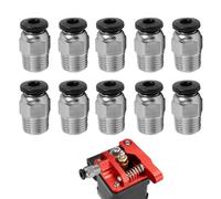 Acoplador de tubo Bowden PC4-M10 macho recto PTFE para extrusora Bowden E3D-V6 y Impresoras 3D Ender-3, Ender-3 V2, CR10 - Pack de 10 Unidades de Alta Durabilidad