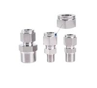 Acoplador de tubo de acero inoxidable 316 de 1/20.3 cm 1/20.3 cm 1/20.3 cm 3/10.2 cm 2.5 cm BSPT macho 2 3 4 5 6 8 10-25 mm 1/8-1 pulgada Unión de compresión de tubo de acero inoxidable 316 SPT,14