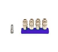 Acoplador divisor de colector neumático tipo UE 2/3/4 vías, Conector compresor bomba aire Ajuste rápido con enchufe rosca G1/4(4 Ways with plug)