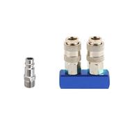 Acoplador divisor de colector neumático tipo UE 2/3/4 vías, Conector compresor bomba aire Ajuste rápido con enchufe rosca G1/4(2 Ways with plug)