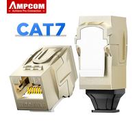 Acoplador en Línea AMPCOM CAT7 RJ45 Keystone Jack, Conectores RJ45 STP Blindados de Aleación de Zinc Completa CAT6A CAT6 Hembra a Hembra CAT6
