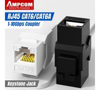 Acoplador en línea CAT6A RJ45, conector Keystone, acopladores adaptadores extensores de módulo Keystone directo AMPCOM RJ45 Cat6 CAT5E CAT6 Blue