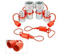 Acoplador hidráulico de conexión rápida ISO7241-A de 1/5.1 cm 1/10.2 cm 3/20.3 cm para acero al carbono NPT con tapa antipolvo para aplicaciones de alta presión de 3600 PSI en agricultura, (NPT1/4)