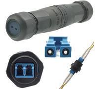 Acoplador LC, CTRICALVER conector fibra LC-UPC resistente al agua utilizado para conectar módulos ópticos SFP cajas módulos preterminados IP68 conector fibra doble núcleo interfaz azul (1 unidad)