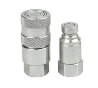 Acoplador rápido hidráulico de cara plana con válvula para tamaños NPT 1/4 a 1, incluye mecanismo de bloqueo de bola de acero y protección contra el óxido de zinc blanco (G1/4))