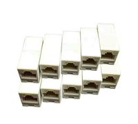 Acoplador RJ45, adaptador LAN hembra a hembra, 10 paquetes de conectores de doble cabeza recta, conector modular para cable sólido y extensión de cable Ethernet estándar