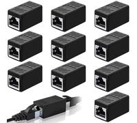 Acoplador RJ45, Conectores Divisores RJ45, Acoplamiento LAN, 10 Piezas Empalme Escudo, para Extensor de Cable Ethernet Cat8/Cat7/Cat6/Cat5, Doble Empalme Ethernet Conector, Plug and Play
