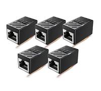 Acopladores RJ45 de 5 unidades blindados en línea Gigabit Ethernet LAN, conectores de conexión de red de Internet para Cat7/Cat6a/Cat5e Ethernet adaptador extensor de cable hembra a hembra, color