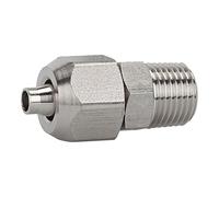 Acoplamiento atornillado recto, AG cónico, R 1/8, para manguera 6/4 mm, SW 12/10, presión máx. 25 bar, ES 1.4404.