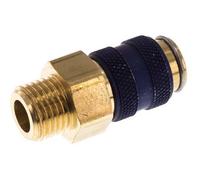 Acoplamiento de aire de latón DN 5 Azul Enchufe G 1/4 pulgada Macho Doble Cierre
