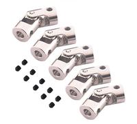 Acoplamiento de eje con junta universal, Paquete de 5 juntas universales for motor, giratorias, plateadas, en varios tamaños.(4mm to 3.17mm)