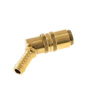 Acoplamiento de latón DN 6 Manguito de 9 mm Pilar de manguera de doble cierre a 45 grados