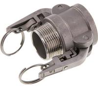 Acoplamiento de seguridad Camlock DN 32 (1 1/4'') de acero inoxidable R 1 1/4'' rosca macho tipo B MIL-C-27487