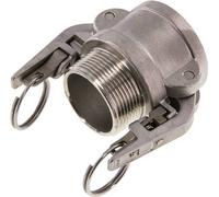Acoplamiento de seguridad Camlock DN 40 (1 1/2'') de acero inoxidable R 1 1/2'' rosca macho tipo B MIL-C-27487