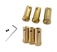 Acoplamiento hexagonal de cobre alargado, conector del eje del motor para coche robótico de 3 a 8 mm, diámetro interior dorado, de alta resistencia, extensión de engranaje, accesorios de modelismo, 1