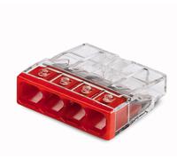 WAGO Pinza para latas rígida: 0,5-2,5mm². Número de polos (num): 4 20 St. Transparente, Rojo