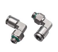 Acoplamiento rápido de tráquea de unión de acero inoxidable 304 de 1/8", 1/4", 3/8" y 1/2", codo de acoplamiento rápido neumático, rosca macho, rosca G(PL10-G02)