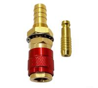 Acoplamiento rápido para gas y agua, 10 mm de diámetro interior, acabado de latón, compatible con máquinas de soldadura TIG 12-27, adecuado para conexiones de manguera (rojo)