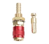 Acoplamiento rápido para gas y agua de 8 mm de latón, juego de 6 piezas con conector y hembra, para soldadoras TIG modelo 12/18/20/27, conexión robusta para trabajos de soldadura y metal verar (rojo)