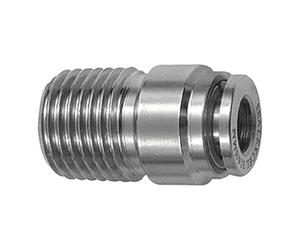 Acoplamiento recto, con cuerpo redondo, R 1/4 A, para manguera de diámetro exterior de 8 mm, presión de trabajo máx. 20 bares, acero inoxidable 1.4404.