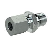 Acoplamiento recto, G 1/2 A, diámetro exterior del tubo de 22 mm, PN máx. 160 bar, SW1 36, SW2 32, acero galvanizado, sellado suave.