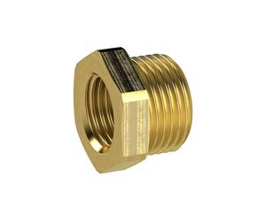 Acoplamiento reductor, modelo corto, G 3 A, G 1 1/4 I, SW 95, latón, presión de trabajo máx. 25 bares, temperatura de funcionamiento Máx. 150 °C.