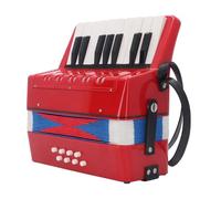 Acorden de Piano de 17 Teclas, Acorden de Piano Porttil con Correa de Cuero Retrctil para Mejorar el Sentido del Ritmo para Nios Principiantes (Rojo