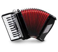 Acordeón Classic Cantabile 48 Bajos "Secondo V" - Acordeón de teclas - 2 voces - 26 teclas de agudos - con correas y funda mochila - Negro