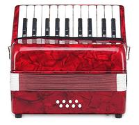 Acordeón Classic Cantabile Secondo Junior 8 Bajos (22 Teclas de Agudos, 8 Teclas de Bajos, incl. correa y funda) rojo