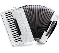 Acordeón Classic Cantabile Secondo V 96 bajos, blanco perlado - 37 teclas, 3 voces, 5 registros. Ligero y resistente, ideal para principiantes. Incluye funda y correas. Para escuela y hogar.