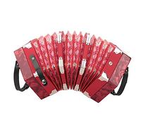 Acordeón de 20 Botones, Acordeón Concertina ABS Instrumento Liviano Acordeón Concertina con 2 Correas para los Brazos Asa Conveniente, Bolsa Incluida (Rojo)