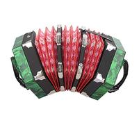 Acordeón de 20 Botones, Acordeón Concertina ABS Instrumento Liviano Acordeón Concertina con 2 Correas para los Brazos Asa Conveniente, Bolsa Incluida (Verde)