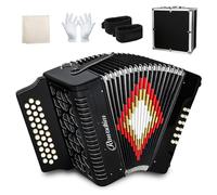 Acordeón de 31 teclas y 12 graves para adultos, principiantes, jugadores, profesores, acero inoxidable, 8 cuerdas, eléctrico, negro (acordeón negro)