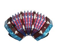 Acordeón de Concertina de Estilo Anglo, Llaves de 20 Botones 40 Cañas, Rango de 2.5 Octavas, Placas de Extremo de Pera Roja y Correas de Mano Ajustables con Bolsa para (Azul)