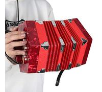 Acordeón de Concertina, Instrumento de Concertina, Estilo Anglo con Correa de Mano Ajustable Portátil para Niños Adultos(rojo)