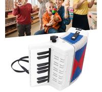 Acordeón de Piano, Acordeón de Nivel Básico con 17 Teclas y 8 Graves, Teclados Portátiles para Principiantes con Sonido Suave (Blanco)