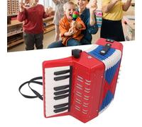 Acordeón de Piano, Acordeón de Nivel Básico con 17 Teclas y 8 Graves, Teclados Portátiles para Principiantes con Sonido Suave (Rojo)