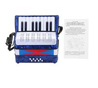 Acordeón de piano de 17 teclas, 8 bajos, instrumento musical, ligero, duradero, decoración de celuloide ABS, apto para principiantes, fácil de aprender con correa ajustable para (Blue)