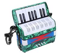 Acordeón de piano de 17 teclas, acordeón de 8 bajos con correas ajustables (Green)