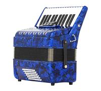 Acordeón de piano profesional de 26 teclas, 48 bajos, con correa retráctil y bolsa de almacenamiento, para amantes de los instrumentos musicales, puesta en escena (color: azul)