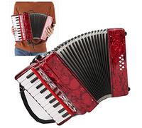 Acordeón De Piano Rojo, Acordeones Para Adultos 8 Bajos Acordeón De Nivel De Entrada De 22 Teclas Con Sonido Suave Teclados Portátiles Para Principiantes Para Principiantes De