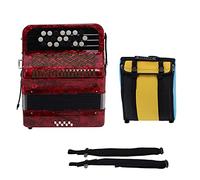 Acordeón Dizi Profesional 22 Teclas 8 Acordeón bajo con Bolsa de Almacenamiento para Principiantes, Instrumento en Acordeón, Color Negro (Rojo)