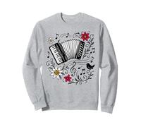 Acordeón Folk con Flores Alpinas Arte Musical Vintage Sudadera
