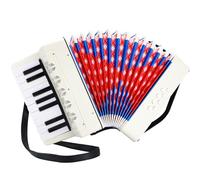 Acordeón Infantil,17 Teclas 8 Bajos Acordeón de Piano,Concertina Instrumentos Musical para niños con Correas Ajustables,Acordeón Juguete Instrumento Musical Adultos y Niños de más de 3 años (Blanco)